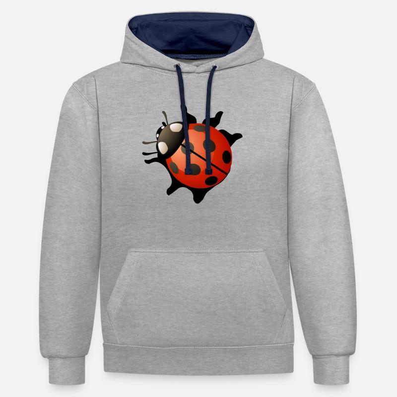 Marienkäfer Rot Geschenk Geschenkidee - Kontrast-Hoodie - Grau meliert/Navy