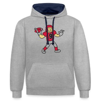 Joueur de - Sweat à capuche contrasté - gris chiné/bleu marine - Devant - Liana (172cm) & Jaron (178cm)