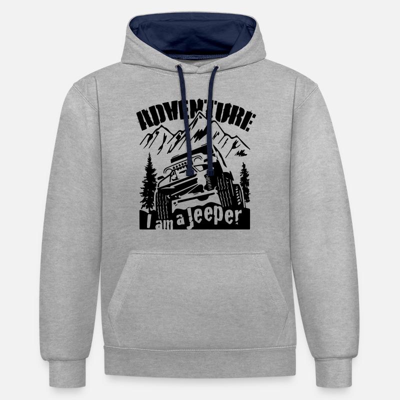 I am A Jeeper - Sweat à capuche contrasté - gris chiné/bleu marine