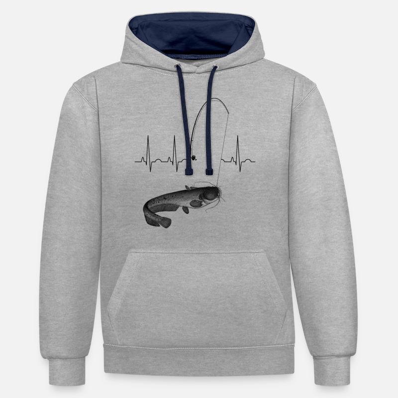 Silure - Sweat à capuche contrasté - gris chiné/bleu marine