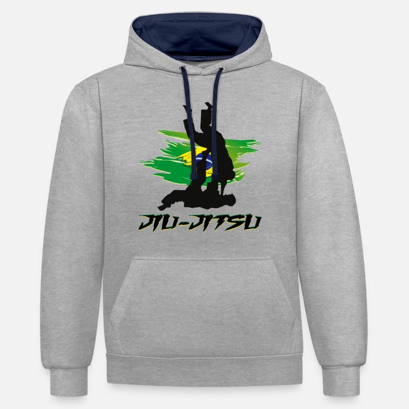 JUJITSU - Contrast hoodie - heather grey/navy
