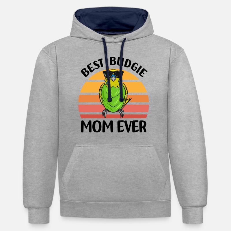 Perruche ondulée - Sweat à capuche contrasté - gris chiné/bleu marine