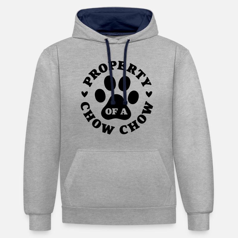 Propriété d’un Chow Chow - Sweat à capuche contrasté - gris chiné/bleu marine