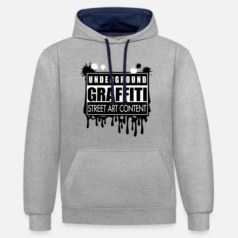 Underground graffitis flex - Sweat à capuche contrasté - gris chiné/bleu marine