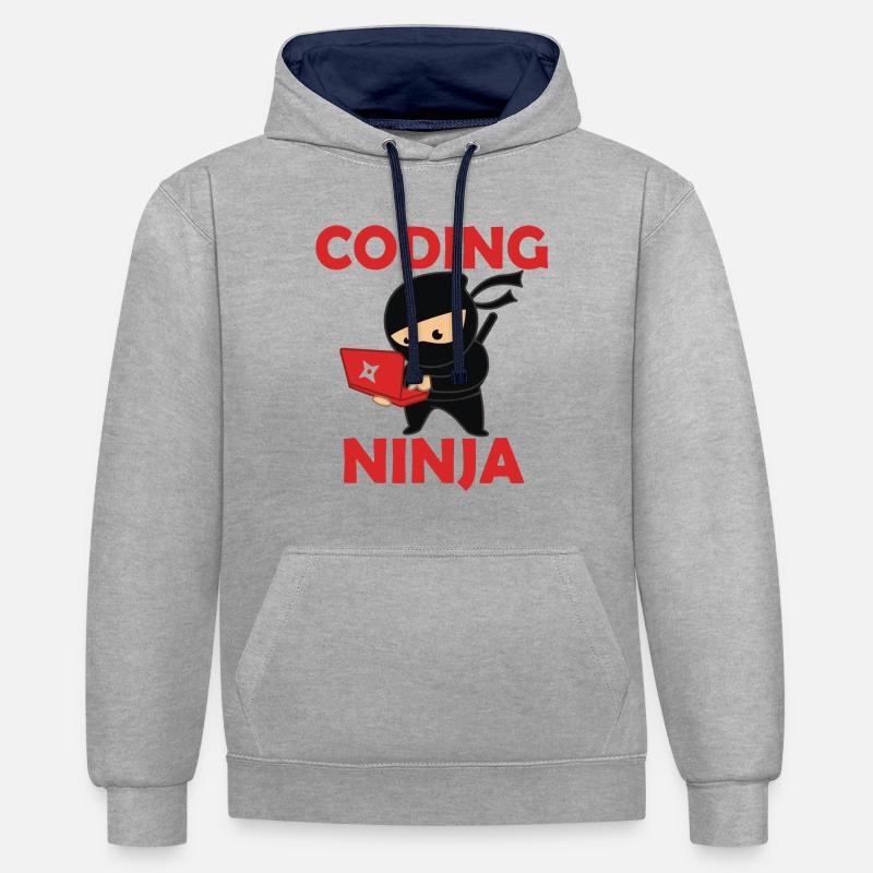 Codage ninja - Sweat à capuche contrasté - gris chiné/bleu marine
