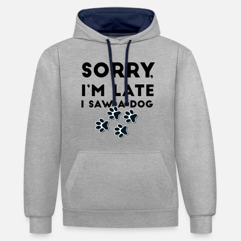 Pawprint Quartet Outline - Contrast hoodie - heather grey/navy