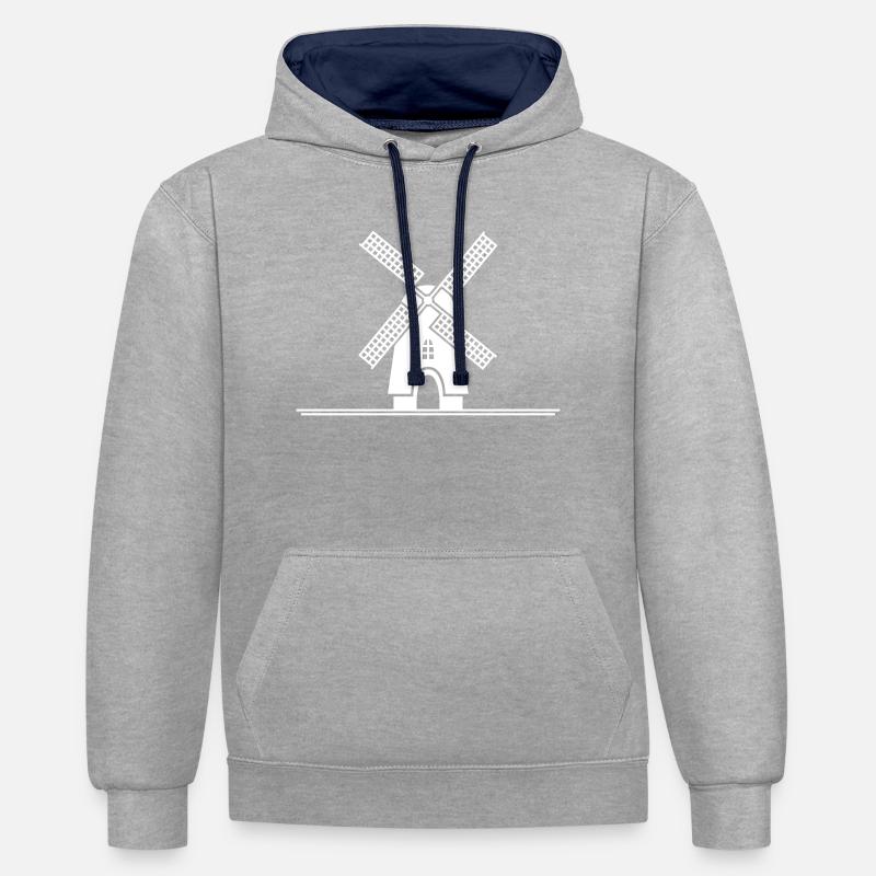 Moulin à vent - Sweat à capuche contrasté - gris chiné/bleu marine