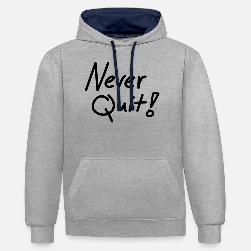 Ne jamais quitter - Sweat à capuche contrasté - gris chiné/bleu marine