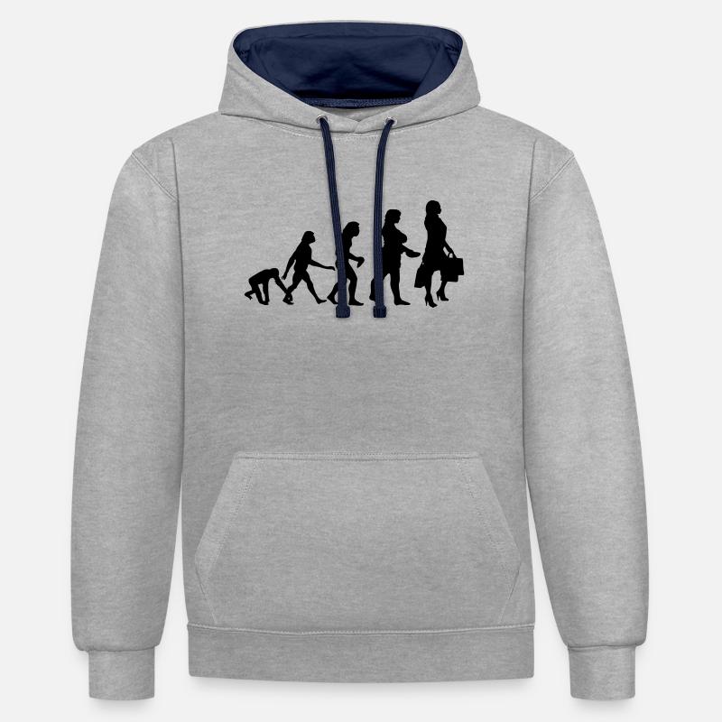 SHOPPING QUEEN EVOLUTION - Sweat à capuche contrasté - gris chiné/bleu marine