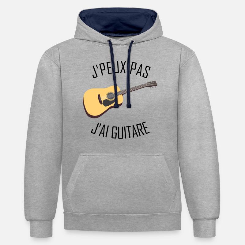 J'peux pas j'ai Guitare - Sweat à capuche contrasté - gris chiné/bleu marine