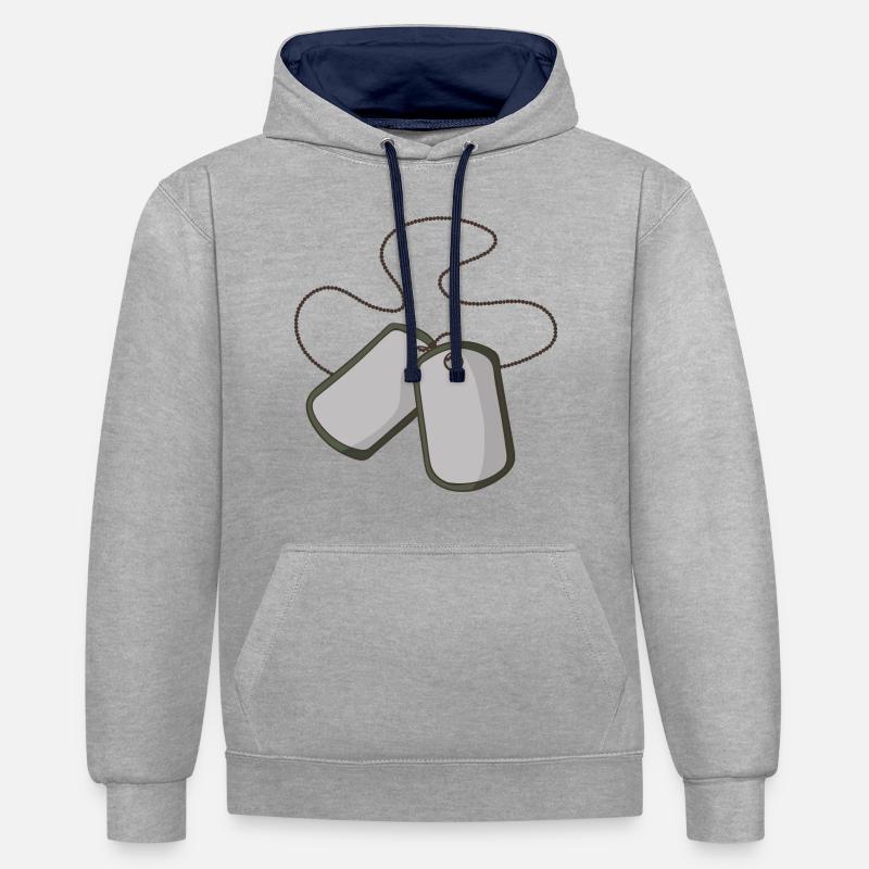 Plaque d'identification - Sweat à capuche contrasté - gris chiné/bleu marine