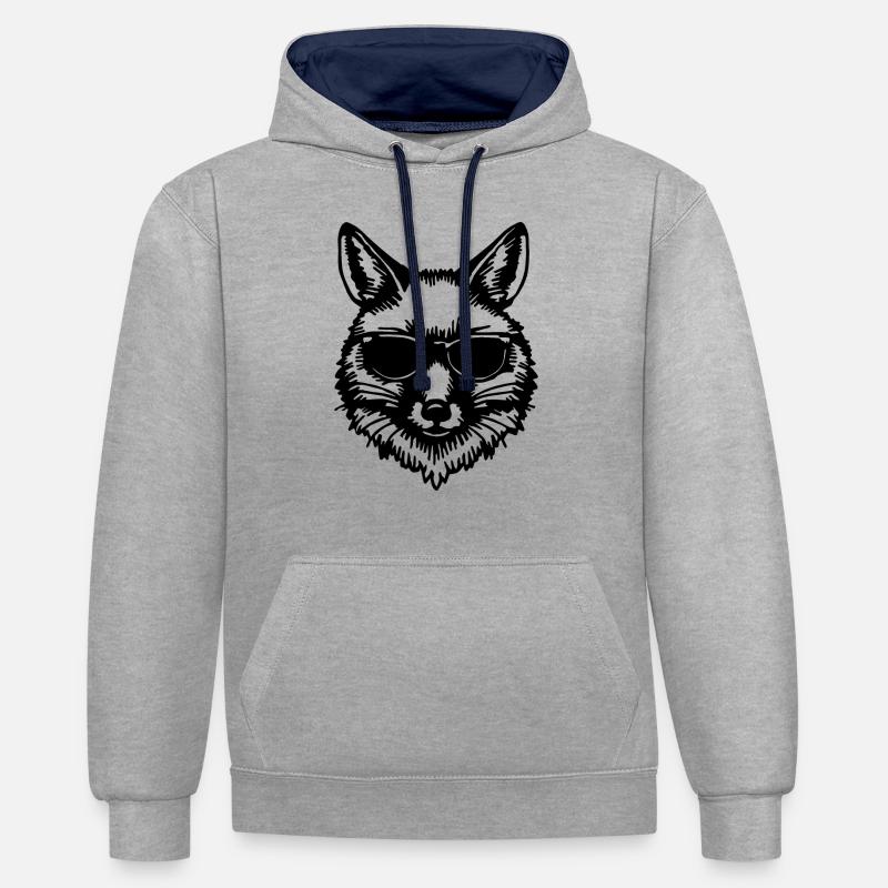 Renards Renards - Sweat à capuche contrasté - gris chiné/bleu marine
