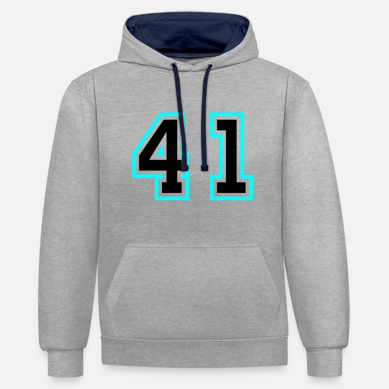 Symbole de 41 chiffres - Sweat à capuche contrasté - gris chiné/bleu marine