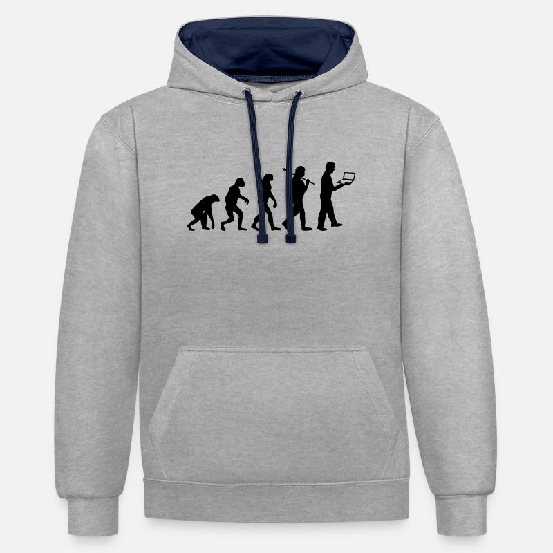 NERD EVOLUTION - Kontrast-Hoodie - Grau meliert/Navy