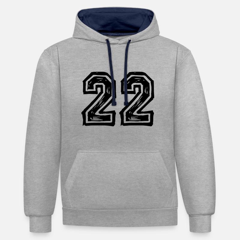 22 Nombre de maillot - Sweat à capuche contrasté - gris chiné/bleu marine