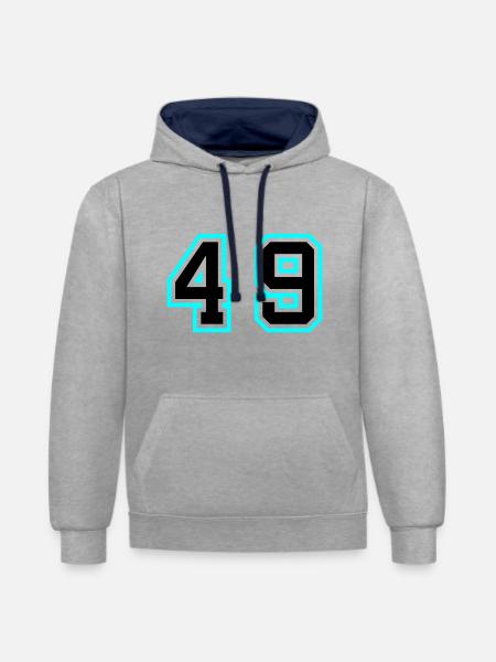 49 Symbole numérique - Sweat à capuche contrasté - gris chiné/bleu marine