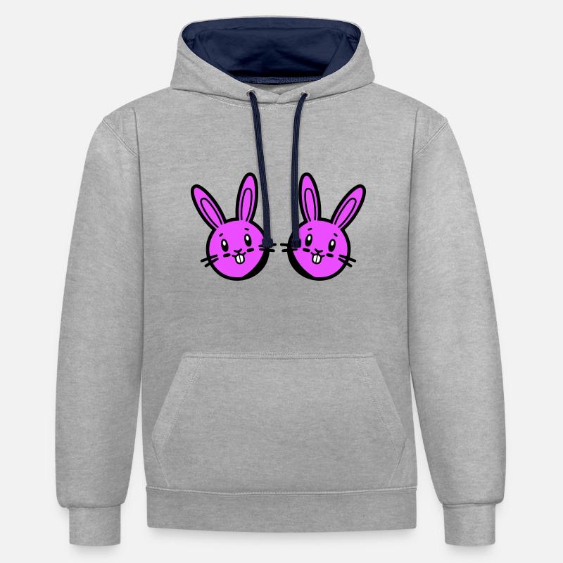 Lapin de Pâques Pâques - Sweat à capuche contrasté - gris chiné/bleu marine