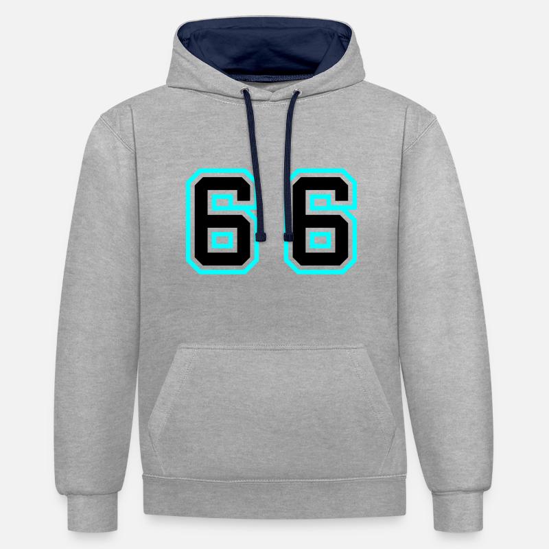 66 Symbole numérique - Sweat à capuche contrasté - gris chiné/bleu marine