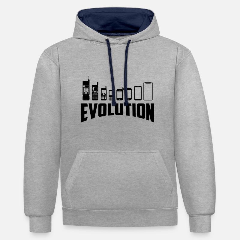 Evolution Handy to Smartphone - Sweat à capuche contrasté - gris chiné/bleu marine
