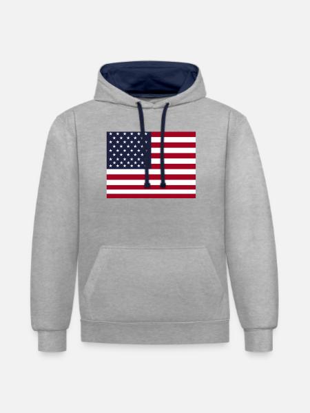 USA Flagge Amerika - Kontrast-Hoodie - Grau meliert/Navy