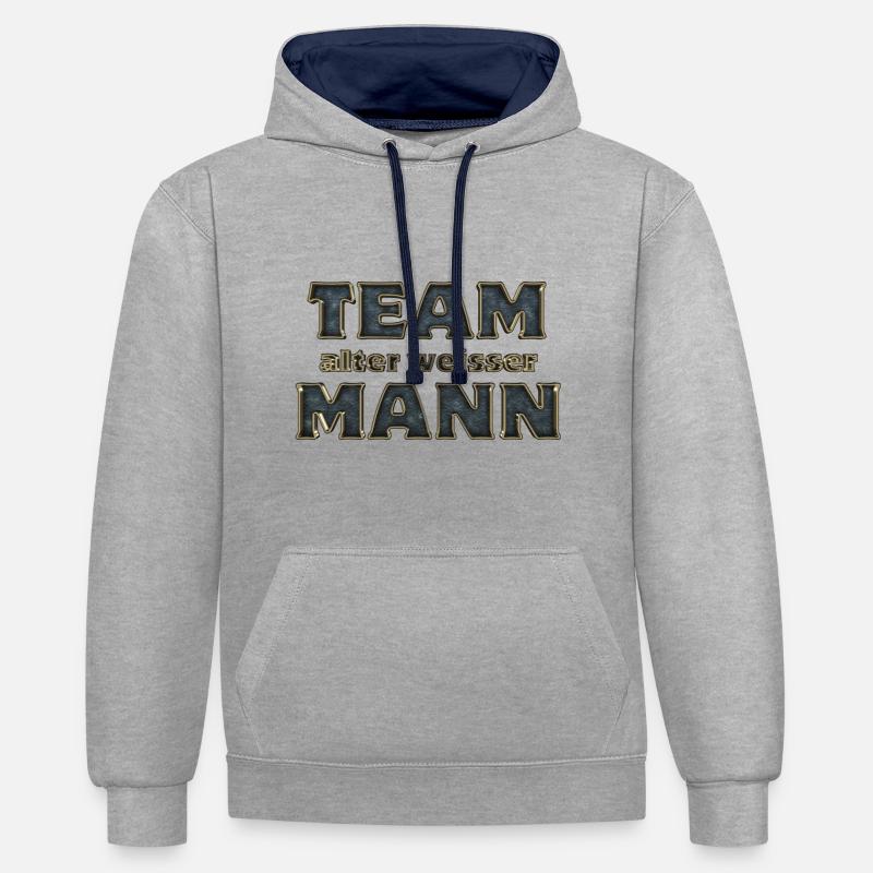 Équipe de vieux blanc - Sweat à capuche contrasté - gris chiné/bleu marine