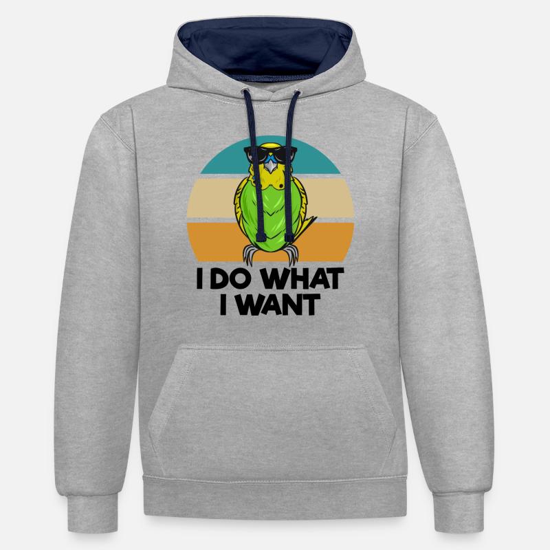 Perruche ondulée - Sweat à capuche contrasté - gris chiné/bleu marine