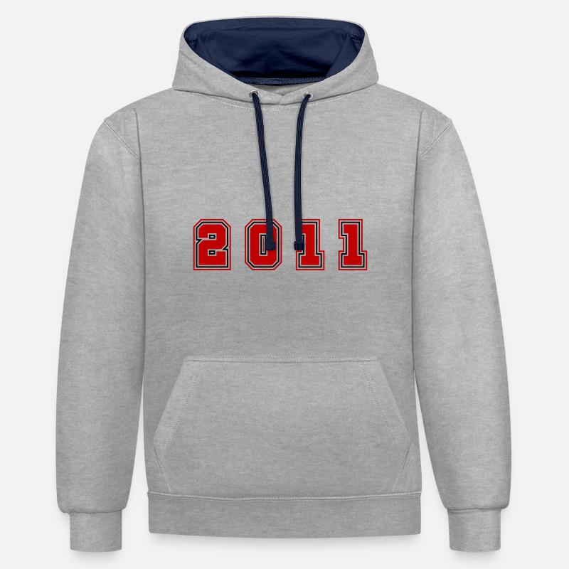 Numéro de l’année 2011 - Sweat à capuche contrasté - gris chiné/bleu marine
