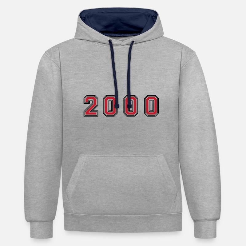Numéro de l’année 2000 - Sweat à capuche contrasté - gris chiné/bleu marine