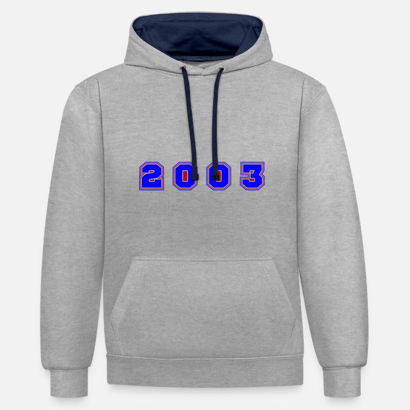 Numéro de l’année 2003 - Sweat à capuche contrasté - gris chiné/bleu marine