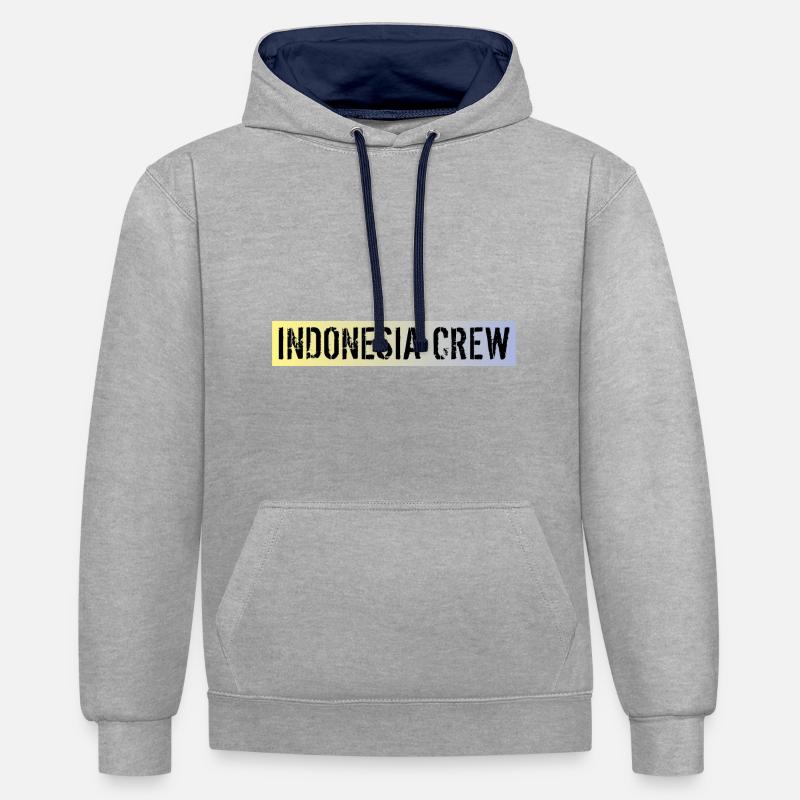 Indonésie Équipage - Sweat à capuche contrasté - gris chiné/bleu marine