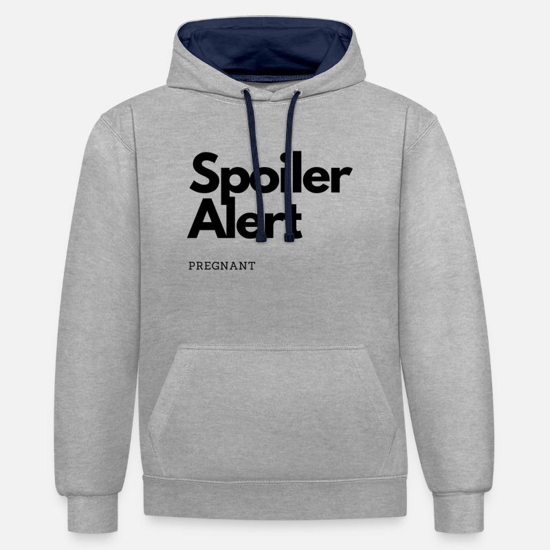 Spoiler Alert Conception enceinte - Sweat à capuche contrasté - gris chiné/bleu marine