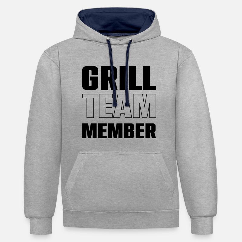 L’équipe Grill - Sweat à capuche contrasté - gris chiné/bleu marine