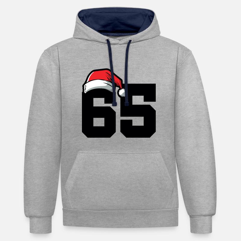 65 Numéro Noël - Sweat à capuche contrasté - gris chiné/bleu marine