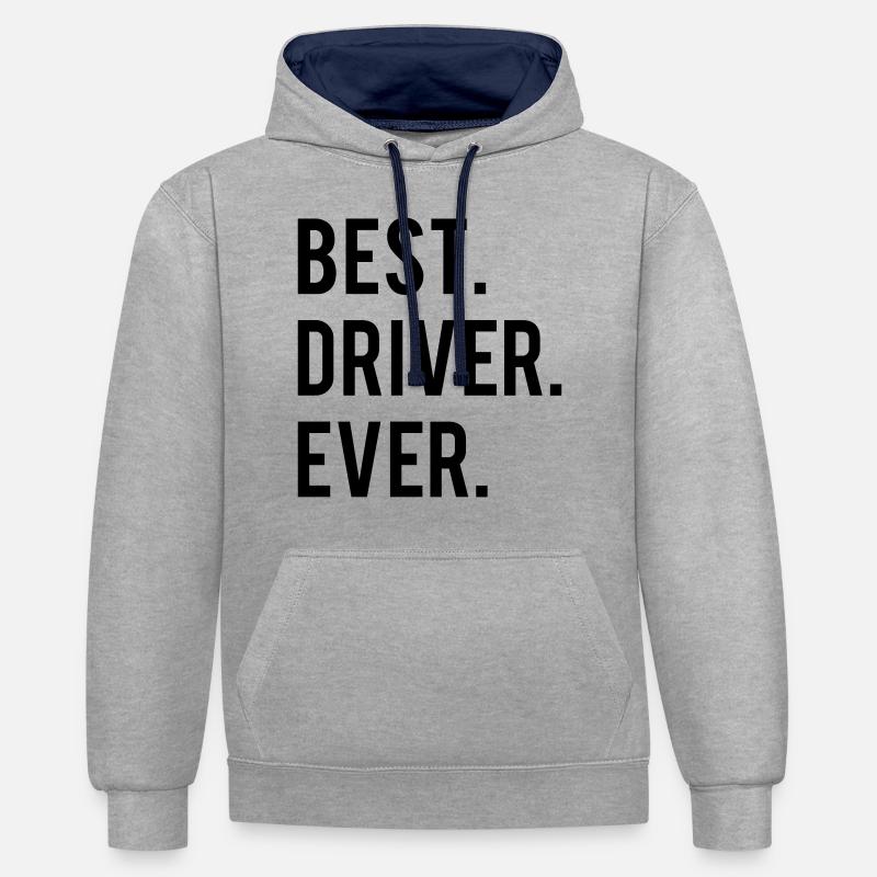 Best Driver Ever - Kontrast-Hoodie - Grau meliert/Navy