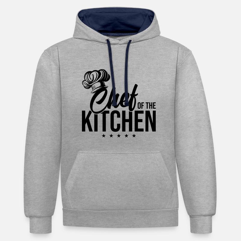 Chef Chapeau de Chef Chef - Sweat à capuche contrasté - gris chiné/bleu marine