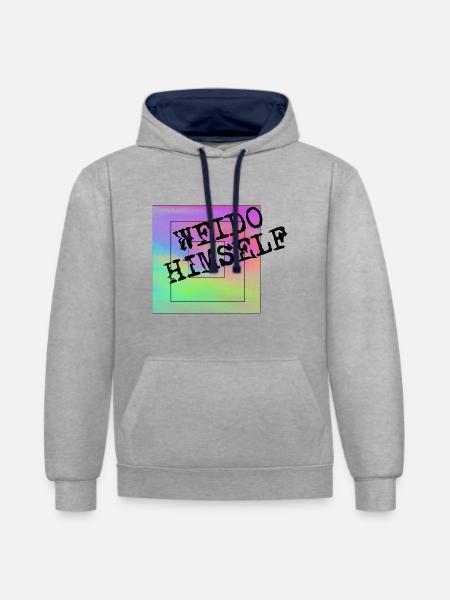 Weirdo himself - Kontrast-Hoodie - Grau meliert/Navy