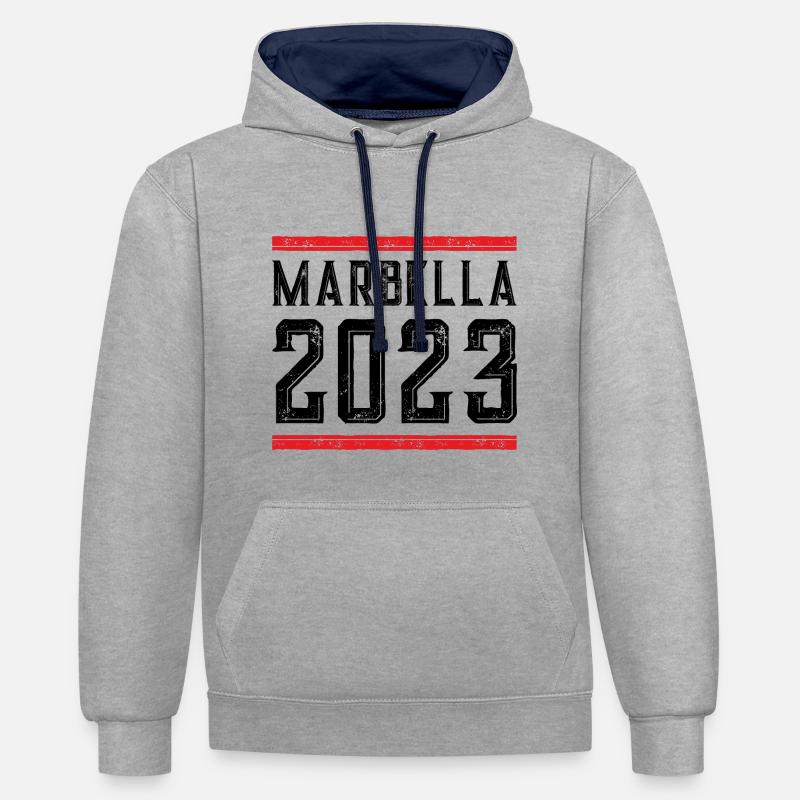 Marbella 2023 - Sweat à capuche contrasté - gris chiné/bleu marine