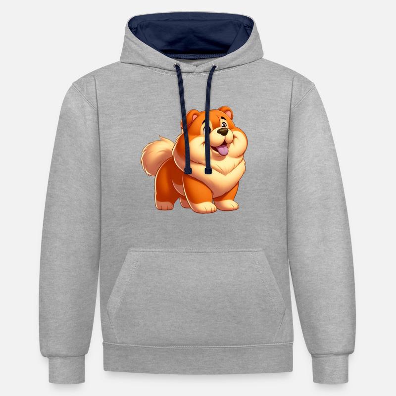 chowchow 3 - Sweat à capuche contrasté - gris chiné/bleu marine