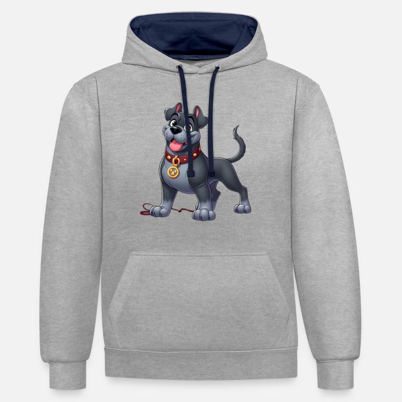 cane corso - Sweat à capuche contrasté - gris chiné/bleu marine