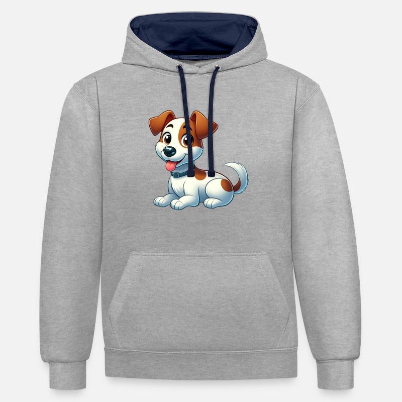 fox terrier 10 - Sweat à capuche contrasté - gris chiné/bleu marine