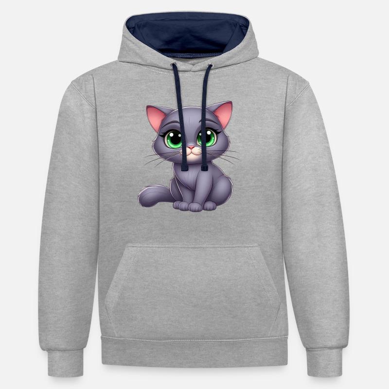 chartreux 17 - Sweat à capuche contrasté - gris chiné/bleu marine