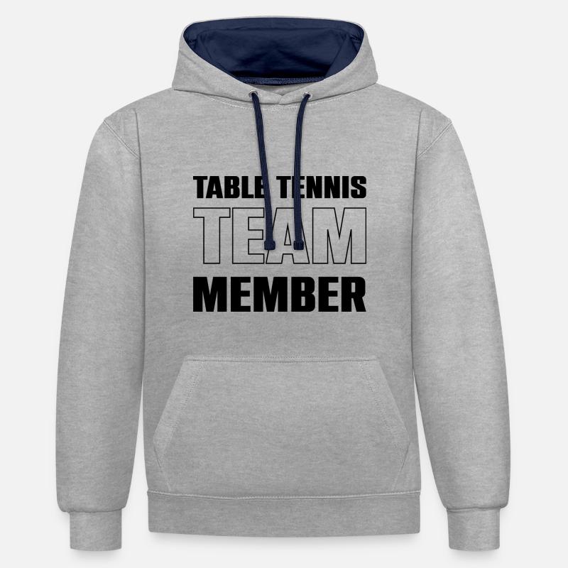 Équipe de tennis de table - Sweat à capuche contrasté - gris chiné/bleu marine