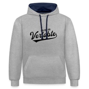 Ich Bin Die Verlobte Verlobung Hochzeit Antrag Ehe - Kontrast-Hoodie - Grau meliert/Navy - Vorne - Liana (172cm) & Jaron (178cm)