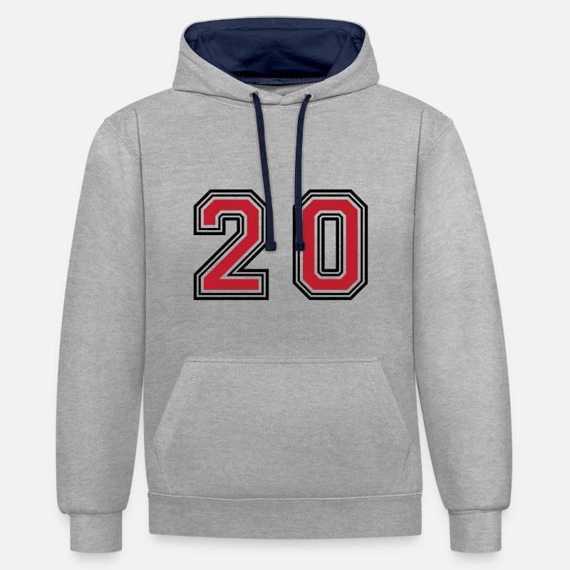 Symbole numérique 20 - Sweat à capuche contrasté - gris chiné/bleu marine