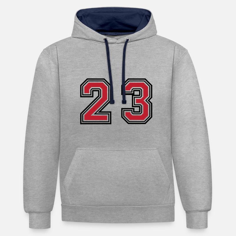 23 symbole numérique - Sweat à capuche contrasté - gris chiné/bleu marine
