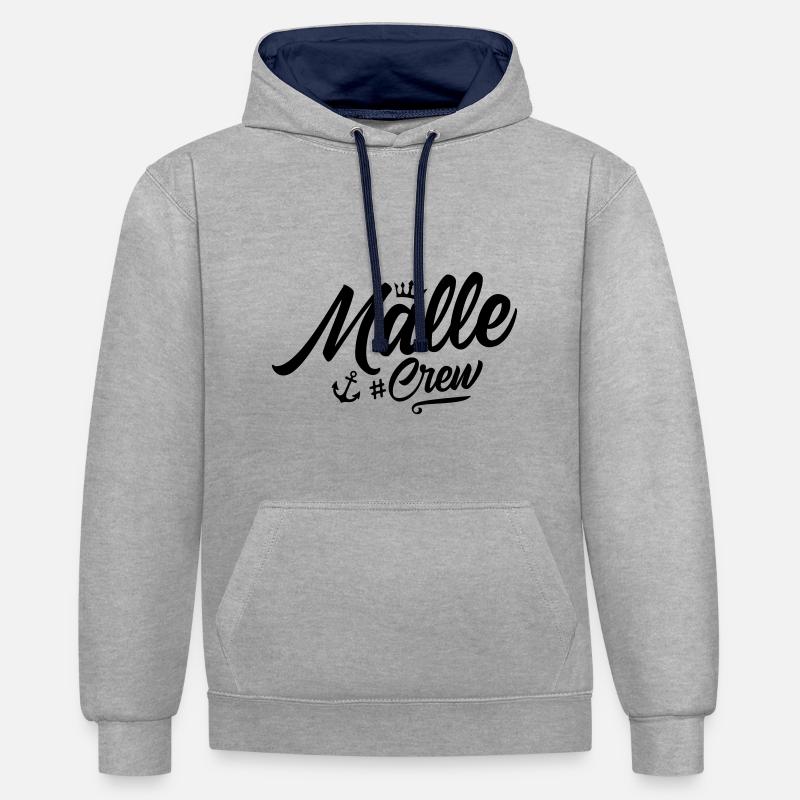 Équipage Malle - Sweat à capuche contrasté - gris chiné/bleu marine