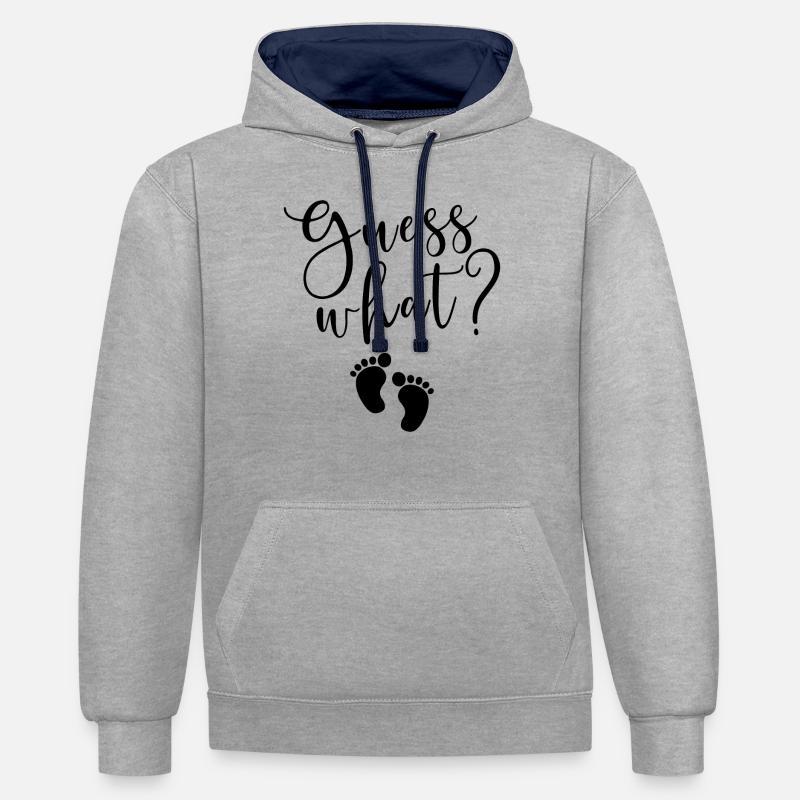 Devinez quel cadeau de grossesse - Sweat à capuche contrasté - gris chiné/bleu marine