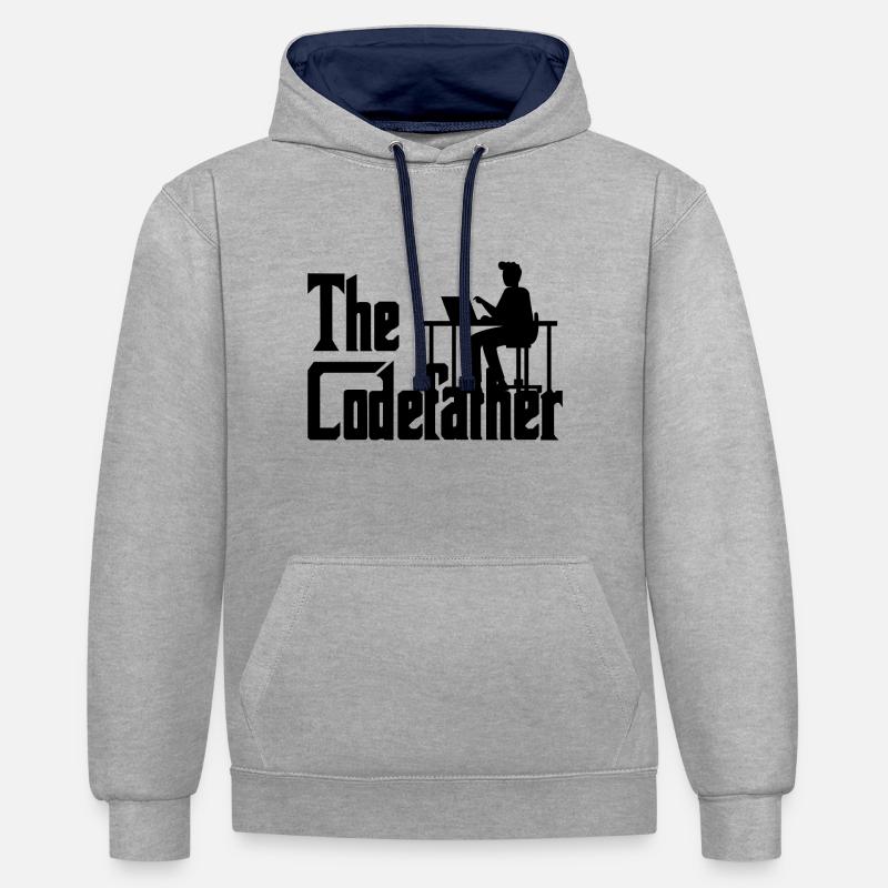 The Codefather Coding Programier Cadeau - Sweat à capuche contrasté - gris chiné/bleu marine