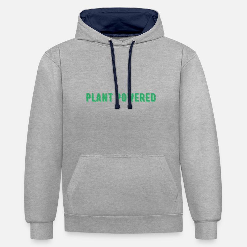 Cadeau végétalien végétalien - Sweat à capuche contrasté - gris chiné/bleu marine