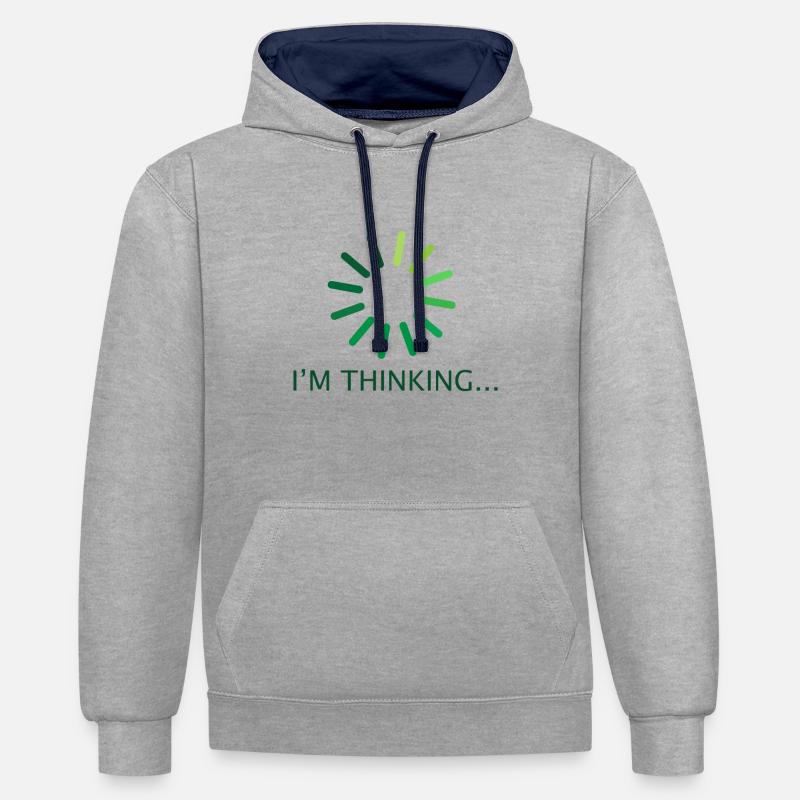 I'm thinking Geschenk Programmierer Nerd - Kontrast-Hoodie - Grau meliert/Navy
